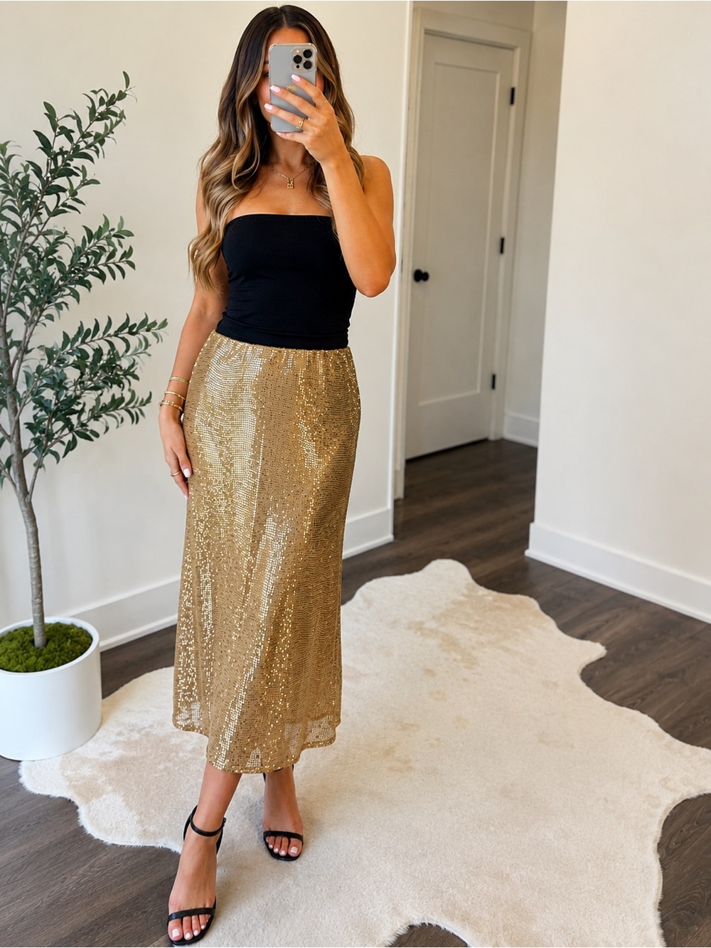 Show Me Your MuMu Gold Sequin Maxi Skirt